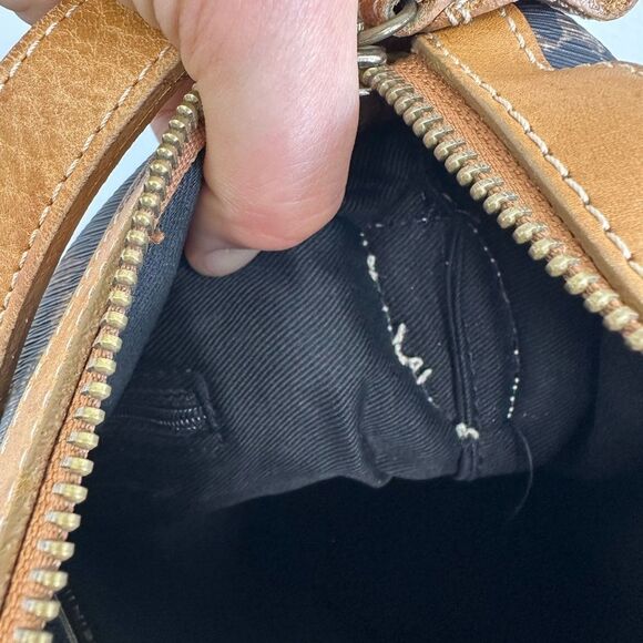 Vintage 90’s Anne Klein Leopard Print Shoulder Bag Brown Leather Canvas Combo - Picture 15 of 16